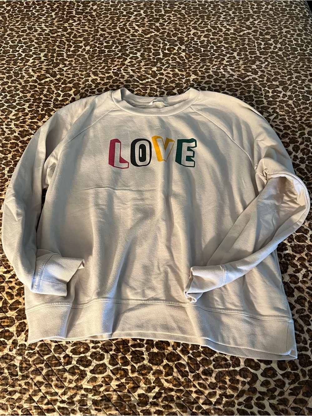 Cream "LOVE" Graphic Sweatshirt XL